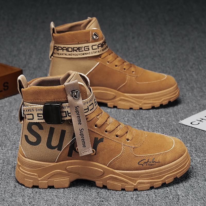 Autumn Winter Men's Boots High Top Leather Shoes Men's Ankle Boots Fashion Comfortable Motorcycle Boots Platform Boots Man