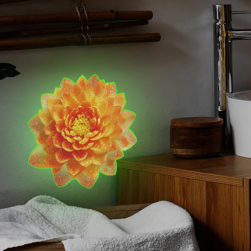 Ljusblommig Toalettklistermärke Nattlampa Blommig Väggdekal Badrum Sovrumsklistermärke Självhäftande PVC Vattentät Heminredning