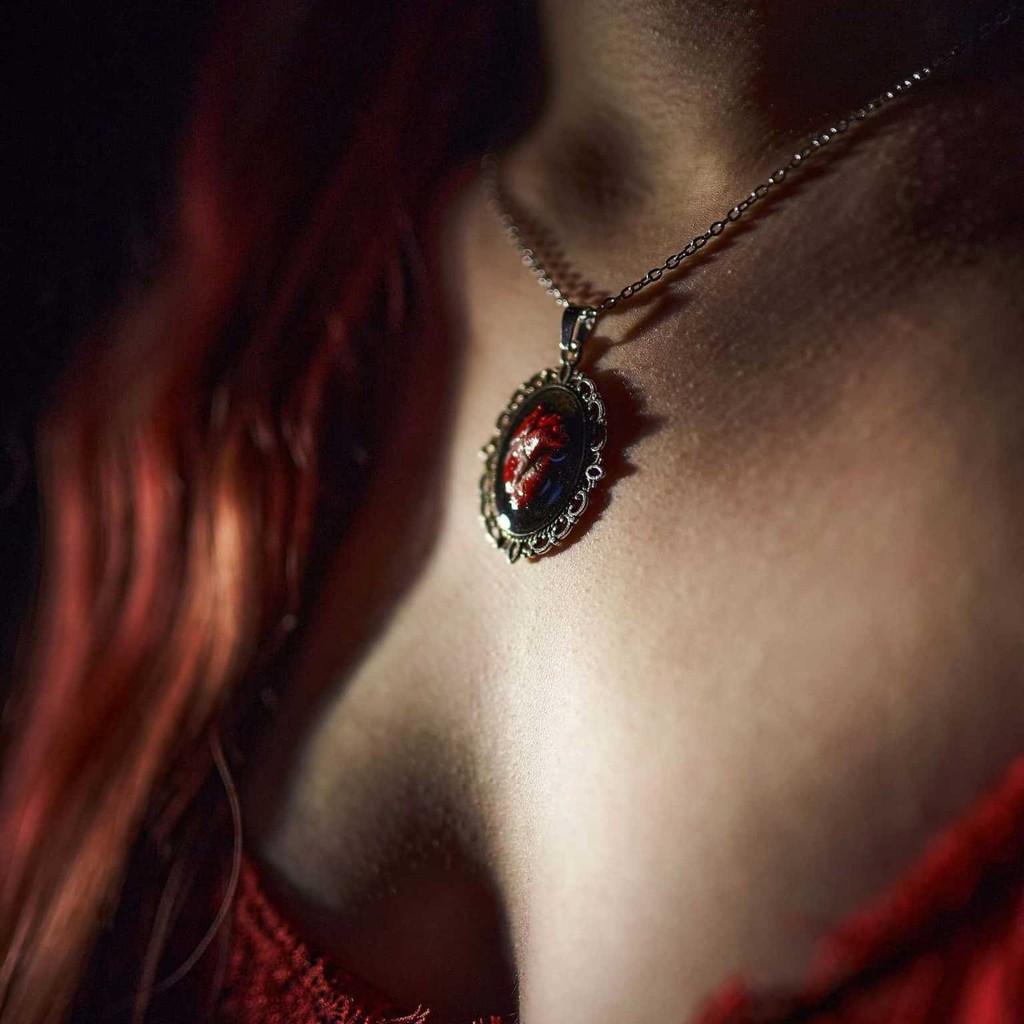 Collana Ciondolo Cuore di Vampiro Gotico Con Catena a Maglia in Lega per Uomo e Donna
