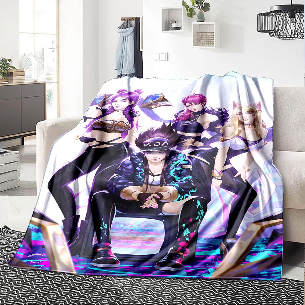 1pc Blanket - LOL-KDA kaisa ahri akali Print Design,Lightweight Blanket for Sofa,Bed- Soft &Warm,Gift for All Seasons