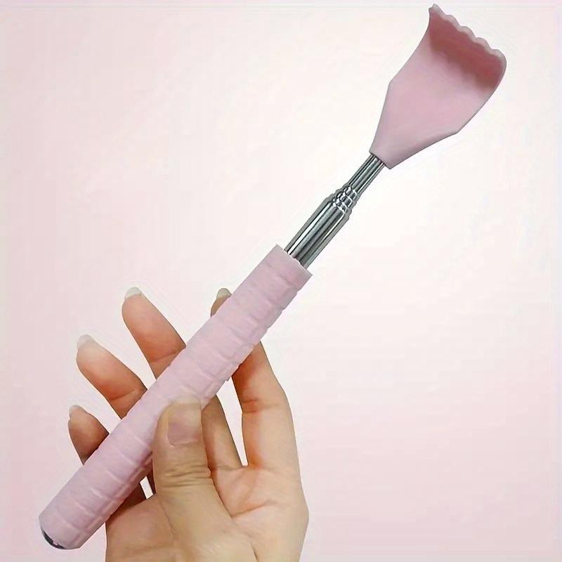 Portable retractable back scratching massager, portable and convenient for massage, easy to relieve itching. розовый