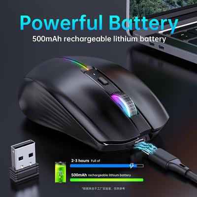 עכבר משחק אלחוטי נטען עם 3 מצבים Rgb Esports עכברי מחשב ארגונומיים 2.4ghz Bluetooth עכבר עם מקלט Usb