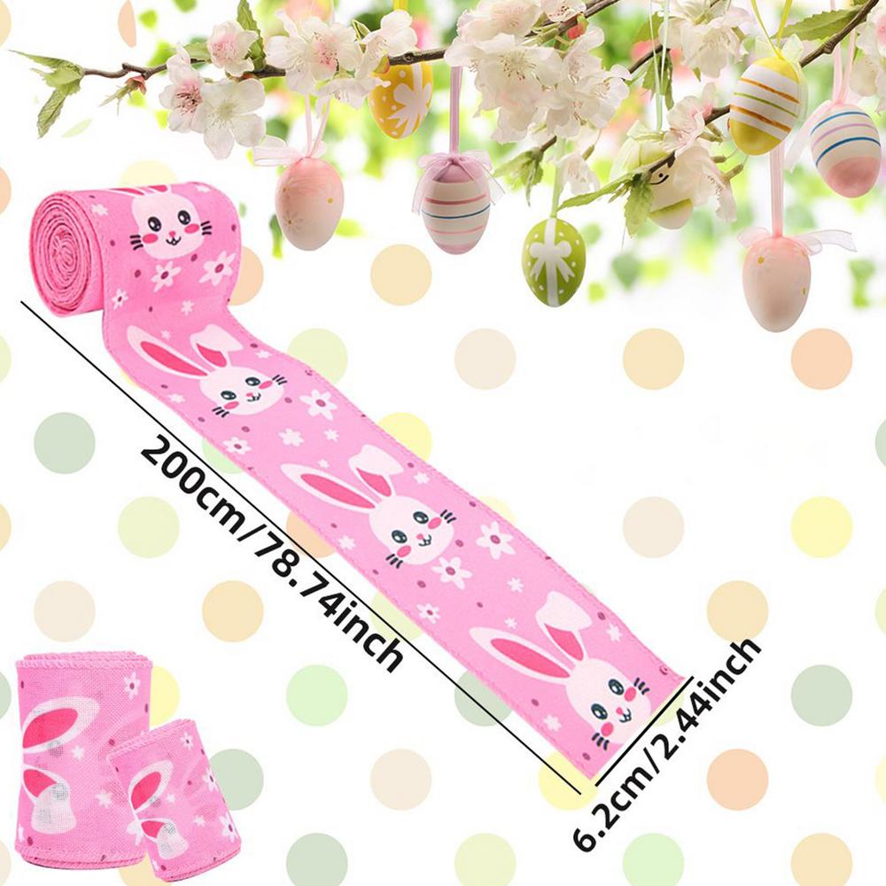 

Easter Wired Edge Ribbon 4-Pieces Easter Spring Wreath Decor Gift Box Wrapping Ribbon For Home School Farmhouse Apartment Patio S