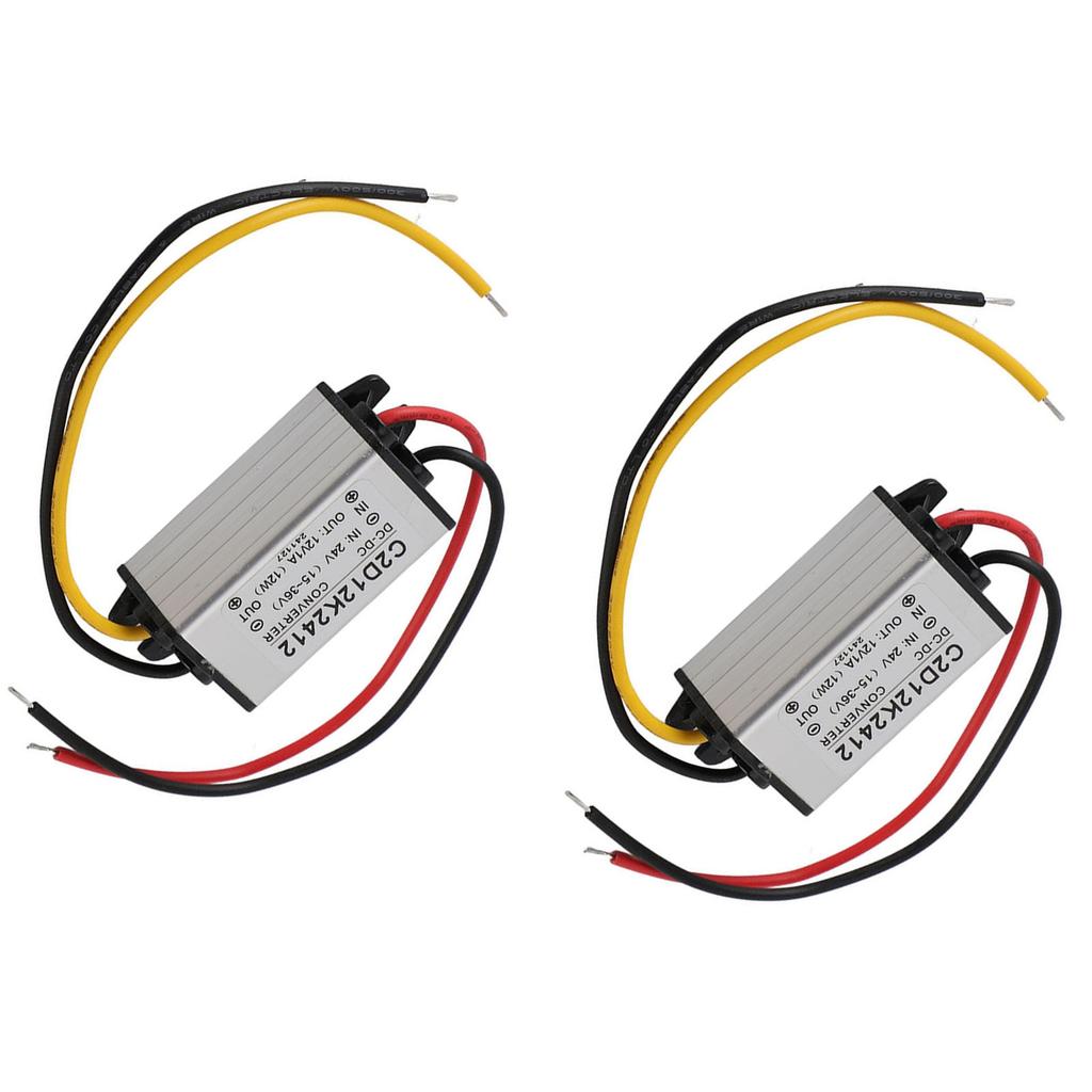 Dual Pack 24V to 12V 1A Converter IP68 Submersible - Voltage Regulator for LED Lights / CCTV Cameras & Solar Systems (Short Circuit Contr