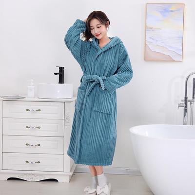 Soft and Thick Coral Fleece Bathrobe for Adults - Unisex, Long-Sleeved with Straps