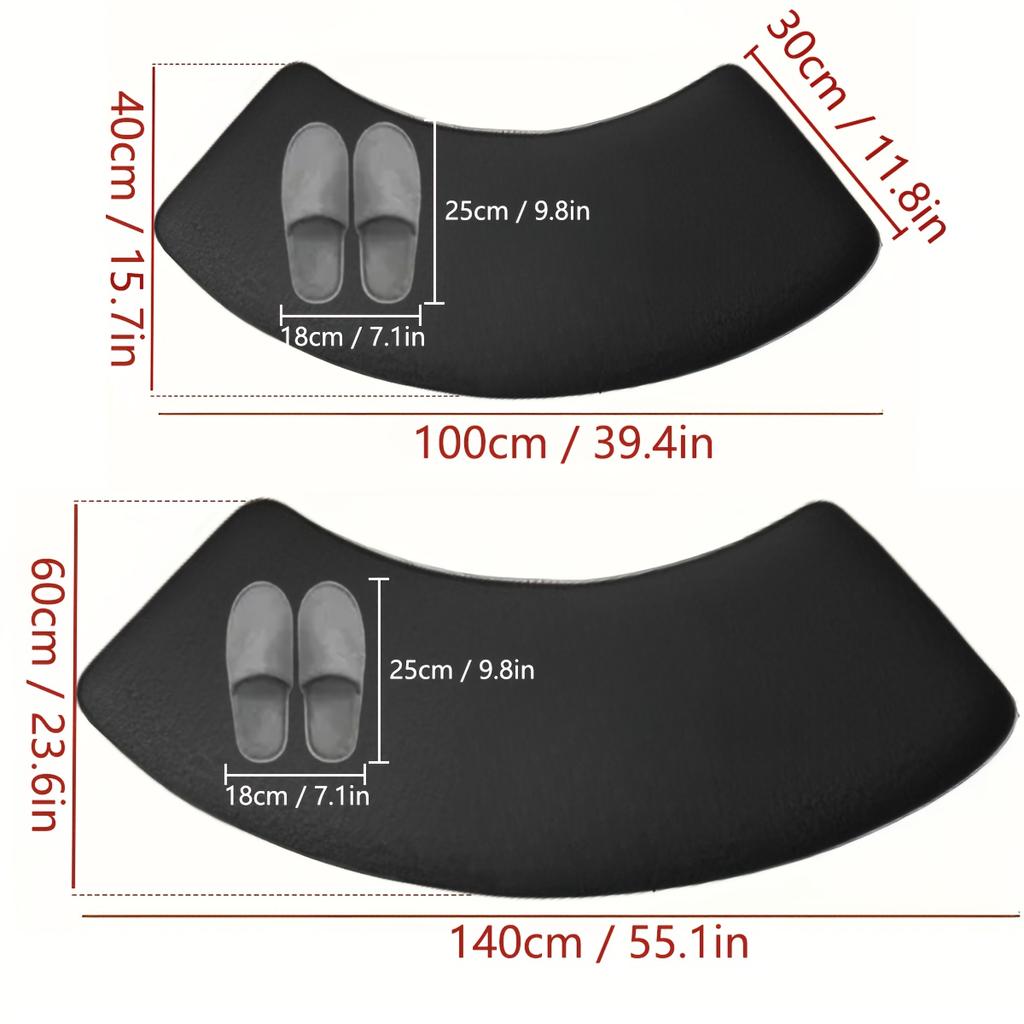 Curved bathroom non-slip floor mat solid color bathroom fan-shaped silk wool shower room absorbent foot mat toilet door mat