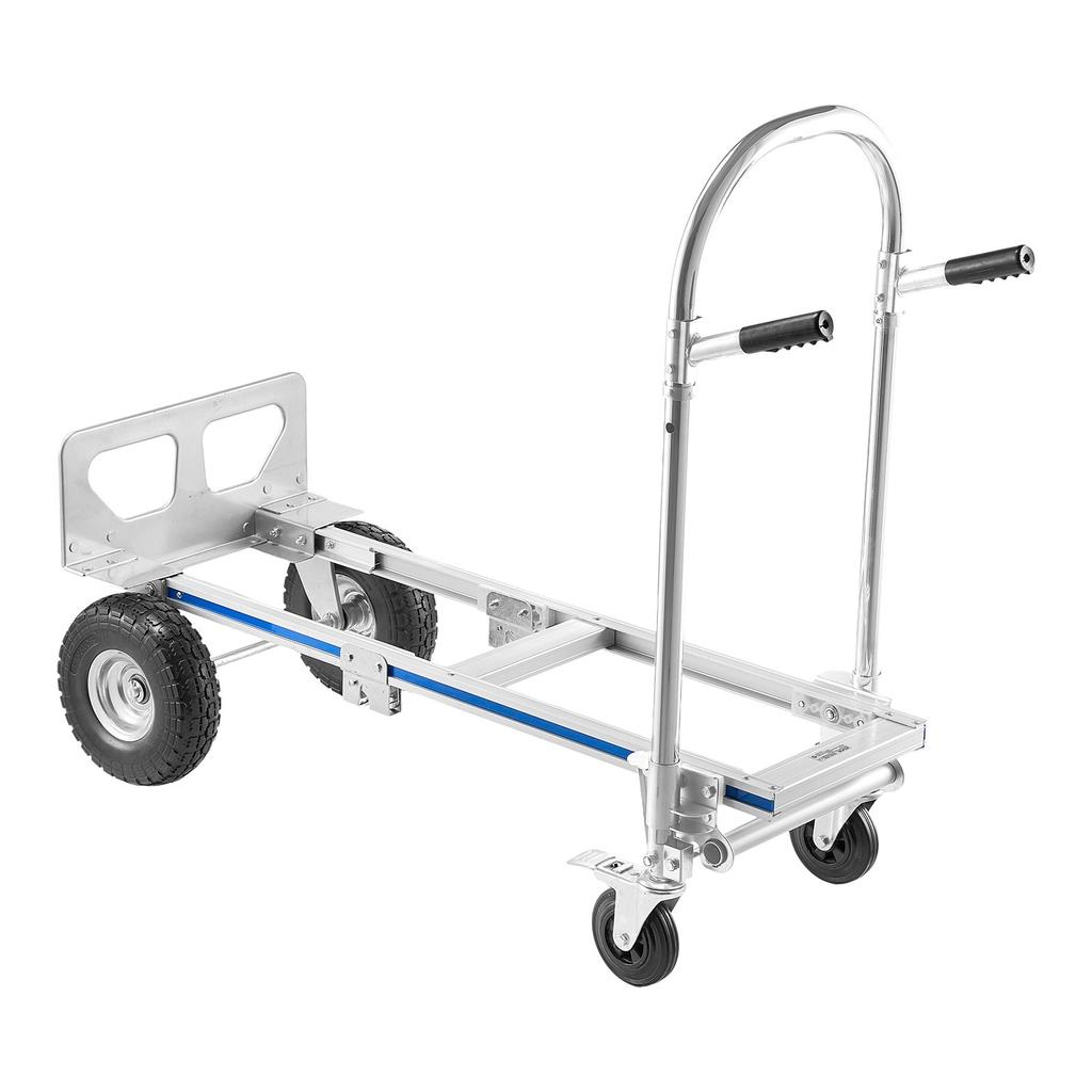 VEVOR 2 In 1 Hand Truck, 453.6 Kg Load Capacity for 4-Wheel Mode, Convertible Hand Truck Dolly with Non-Slip Handle & Wheels