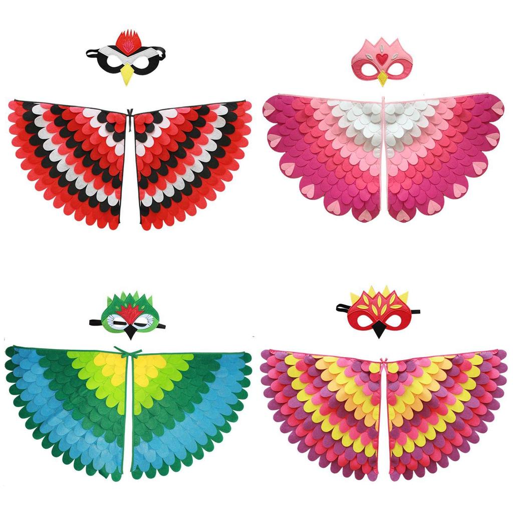 Colorful Felt Peacock Wings With Mask Ideal For Halloween And Costume Parties