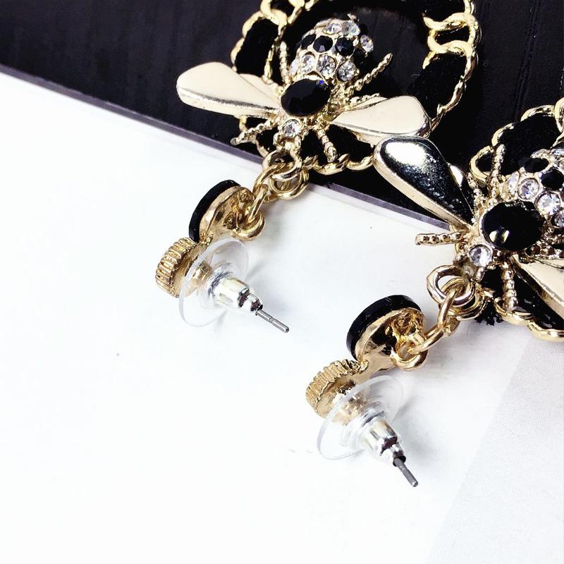 Luxury Brand Coloful Crystal Cute Bee Earrings For Women Geometric Statement Weave Long Drop Earrings Jewelry