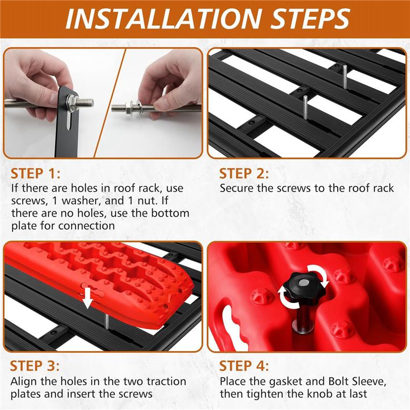 1 SET Traction Board KIT Easy-To-Install Recovery Board Mount Safety Traction Board Mount Universal Recovery Board Mounting BlackSilver