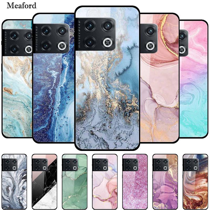 For OnePlus 10 Pro Case Marble Tempered Glass Back Cover Hard Case For OnePlus 10 Pro Shockproof Fundas NE2210 Protective Coque