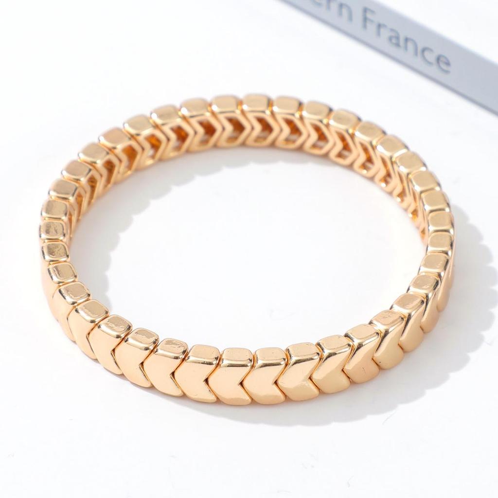 Trendy Gradient Rainbow Enamel Bracelet with Geometric Arrow Design for Women