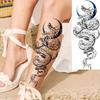 Black & White Snake Dragon Skull Waterproof Temporary Tattoo Sticker for Arm/Leg.