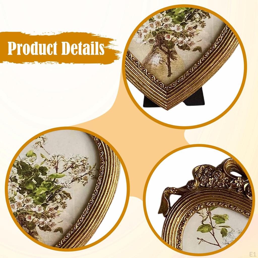Vintage Picture Frame Tabletop Display Holder Stand Retro Lightweight Ornate Art Home Decor for