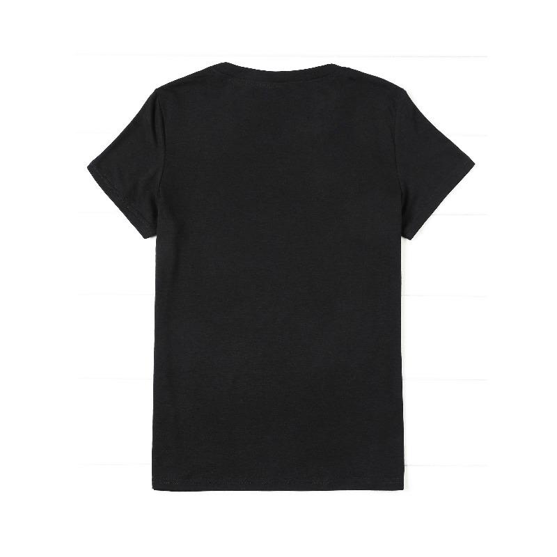 European Sizes Women's Black Empowerment Portraits & "A Long Hot Story" Print Crew Neck T-Shirt - Casual Short Sleeve Spring/Summer Top