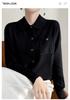 Women's Autumn Lapel Pocket Wool Cardigan – Long Sleeve Solid Color Knit Outerwear
