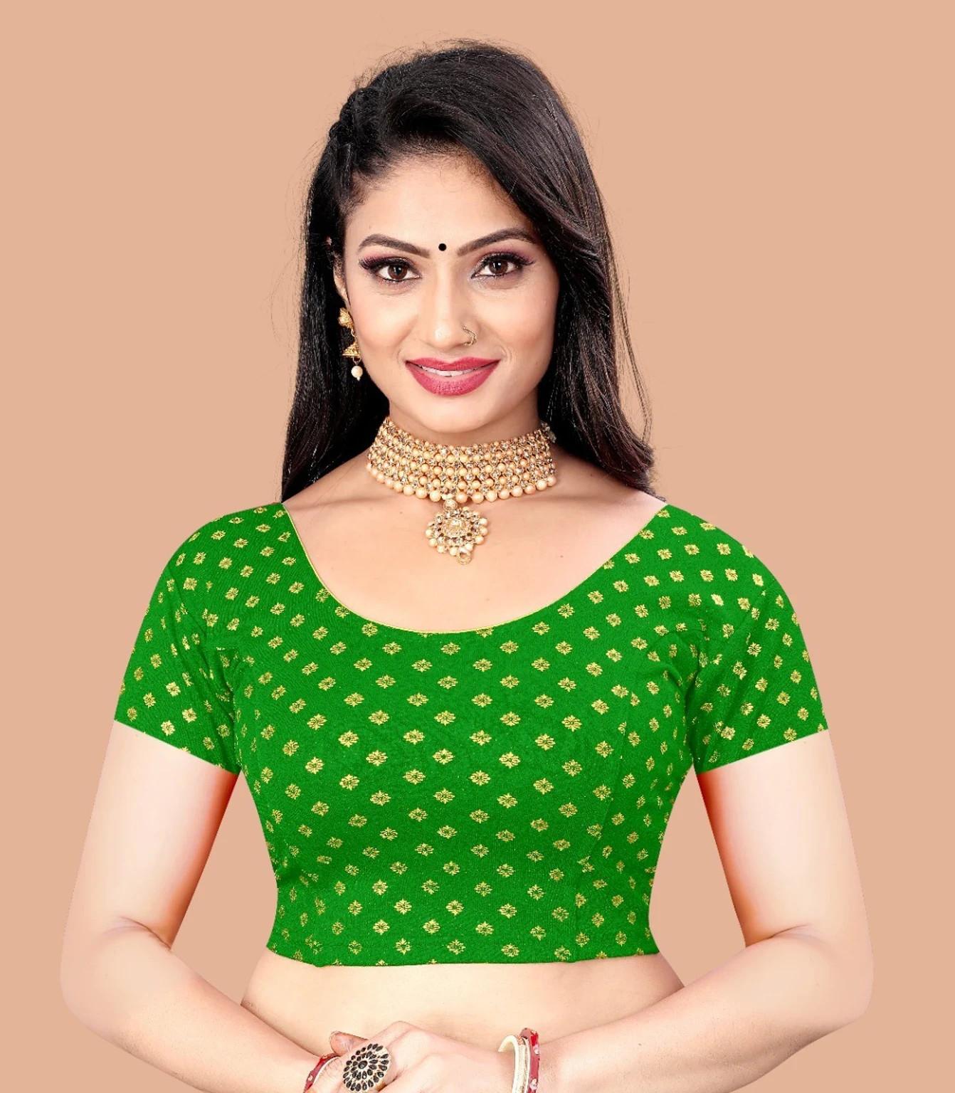 Beautiful Printed Women s Choli Indian Designer Readymade Half Sleeves Blouse светло-зеленый