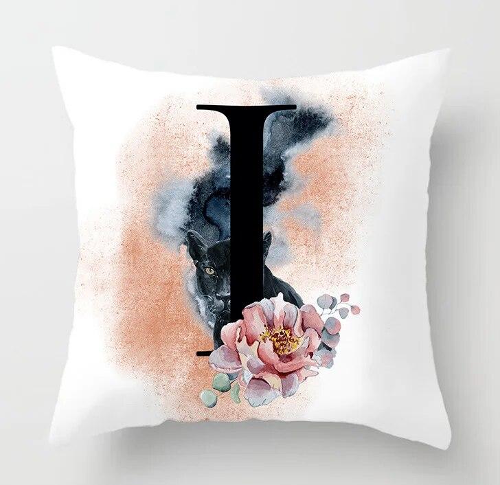 

26 наволочка с английским алфавитом, розовый цветок, кошка, художественный дизайн, украшение для свадьбы, дня рождения, домашний декор, чехол для дивана 40x40cm
