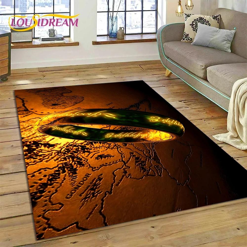 3D L-Lord of The Rings H-Hobbit Movie HD Rug Carpet for Living Room Bedroom Home Decor,Non-slip Decoration for Sofa Doormat Gift