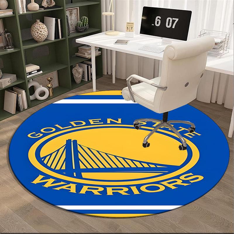 Golden State Warriors Logo Round Rug for Livingroom,Bedroom, Palyroom, Chair Rug, Area Rug, Circle Carpet, Large Size Fan Christmas Gift