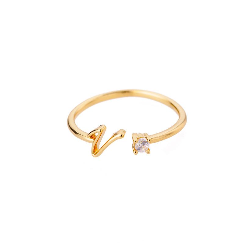 Personalized Initial Letter Ring  Gold Plated Alphabet Band Unisex Minimalist Jewelry Lightweight Stackable Adjustable Size A-Z