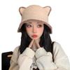 Korean Version of Versatile Autumn and Winter New Hat for Women Cute Bear Imitation Lamb Velvet Fisherman Hat Winter Warm Wave Edge Basin Hat
