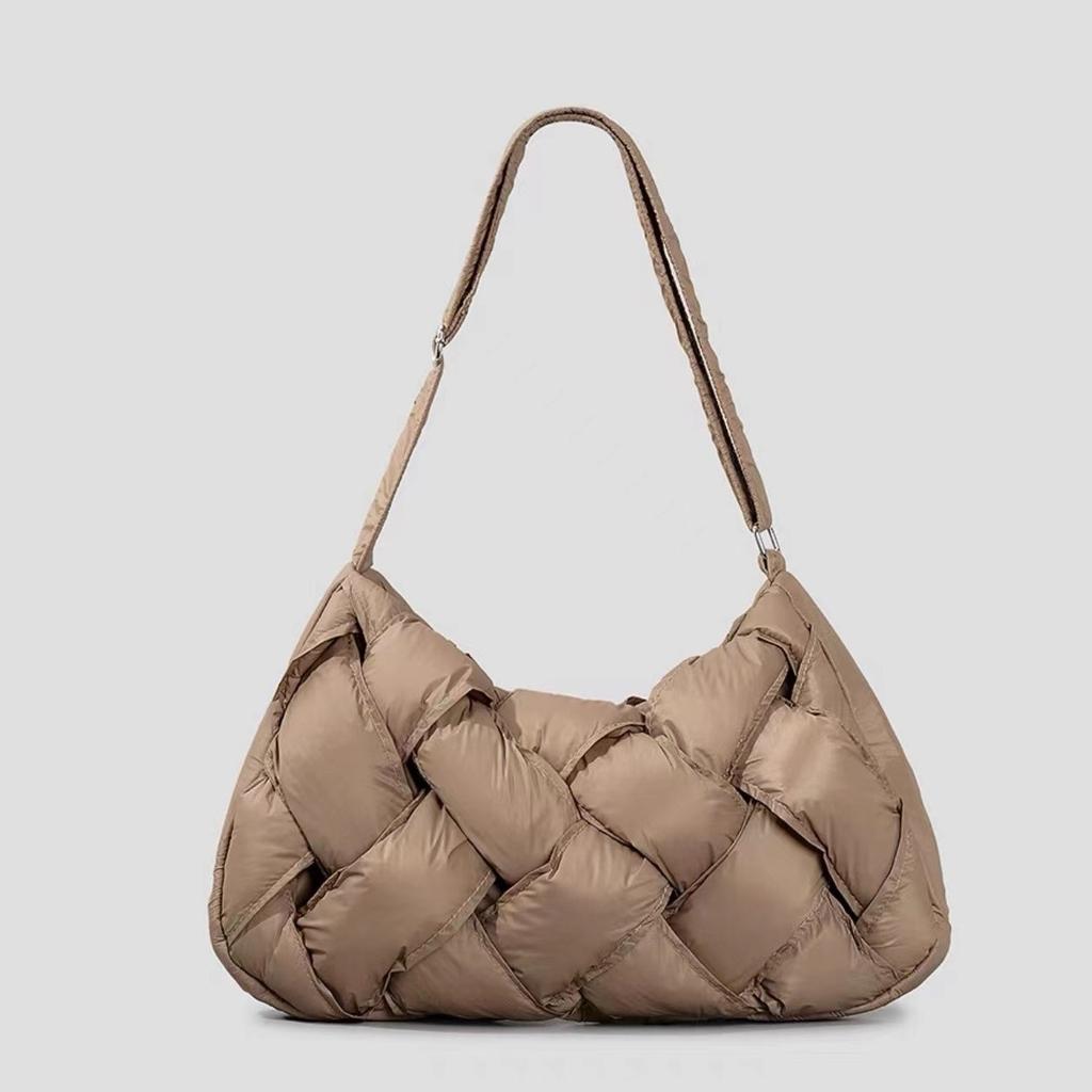 Nylon Filled Cotton Messenger Bag Bag Women'S Large Capacity Lightweight Down Bag Simple Woven Space Cotton Tote Bag