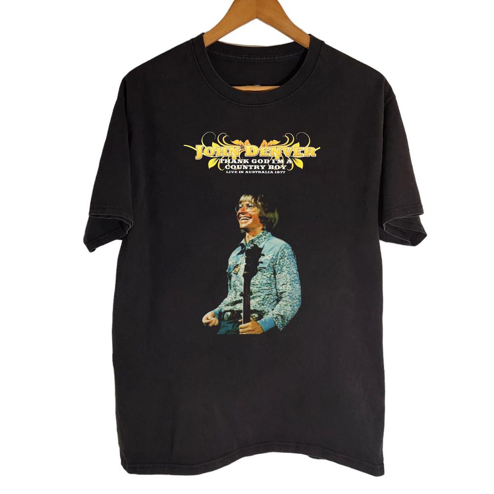 John Denver Black Cotton Shirt Full size S5XL Unisex CS187 Unisex T-Shirt L