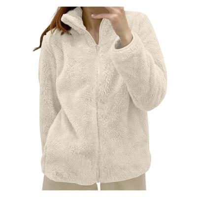 Jaqueta de lã feminina com zíper, jaqueta leve de outono, jaquetas plus size de inverno