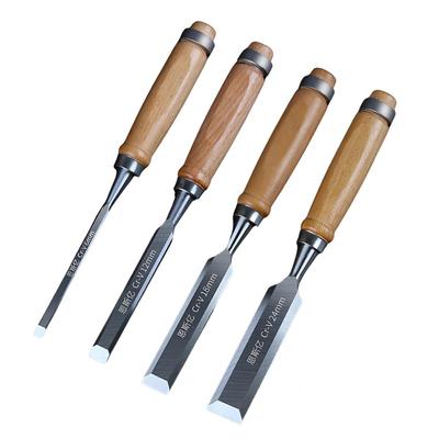 Satz aus 4 Holzbearbeitungs-Flachmeißeln Chrom-Vanadium für Holz Flach Ausgezeichnet Professionell Zimmerei Meißel Meißel, Stahl, Schnitzen, Schnitzen, Schärfe, Güte,