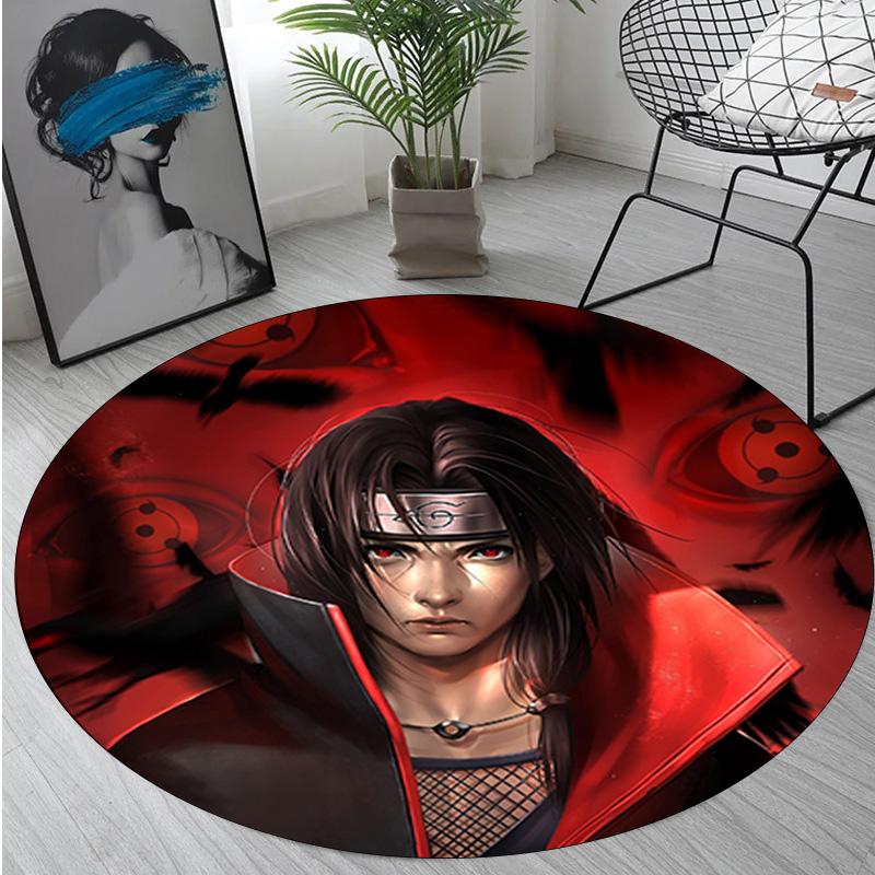 1Pc Uchiha Itachi Circular Print Rug - home decoration Carpet For Living Room Bedroom Flooring Computer Chair Area Rug