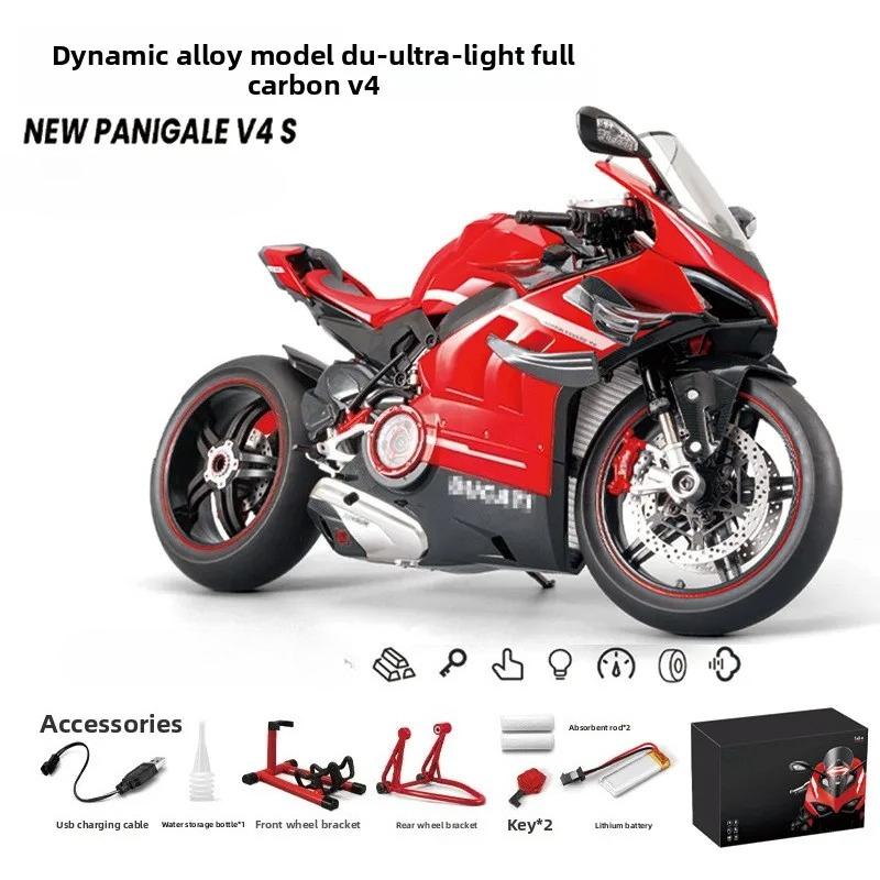 Diecast Spray 1/7 Ducati Superleggera V4 Super Motorcycle Model Collection Miniature Voiture Ornament Boyfriend Gift Toy Vehicle