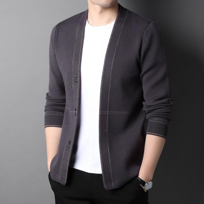 Neuer Frühling und Herbst neuer dünner Herren Strick V-Ausschnitt Cardigan Slim Pullover Jugend Herren modische lässige Strickjacke