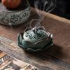 Handmade Ceramic Incense Burner Lotus Zen Aromatherapy Home Decor, Retro Fragrance Art Gift Indoor Zen Decor Scented Holder