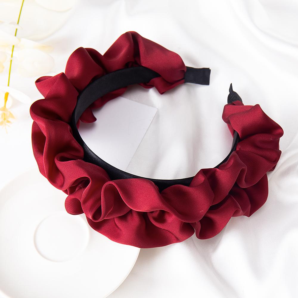 Modische Haarreifen, Haarbänder für Frauen und Mädchen, Blumen, einfarbig, Slik-Stirnbänder, plissiertes breites Haarband, Haar-Accessoires, Kopfbedeckungen