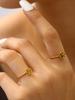 Fashion Simple Temperament Delicate And Elegant Senior Sense Of Stainless Steel Plated 18K Gold Rose Ring Women'S Zircon
