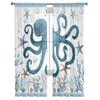 Ocean Stripes Seaweed Starfish Octopus Voile Sheer Curtains Living Room Window Tulle Curtain Kitchen Bedroom Drapes Home Decor