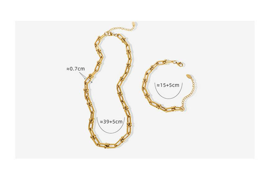 Qiong Yao Hip Hop U-Buckle Necklace & Bracelet Set