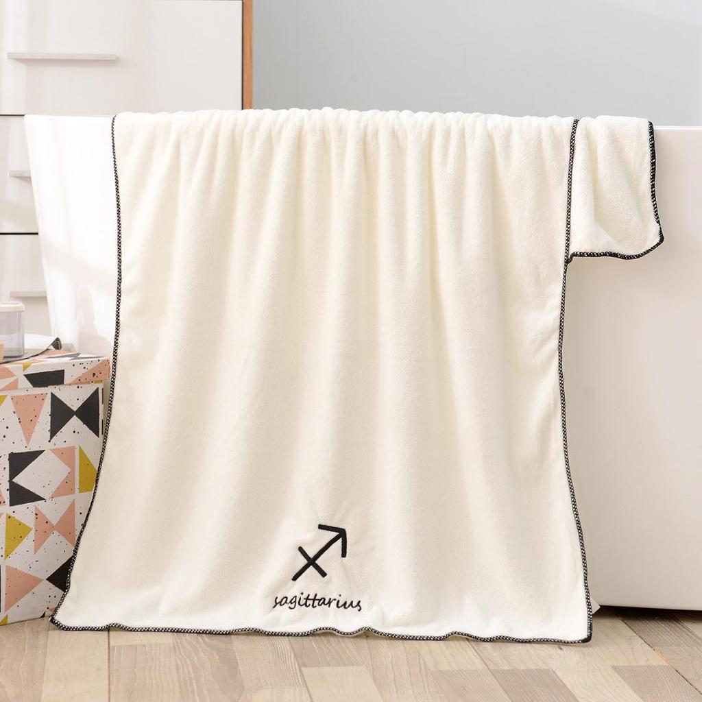 Soft Coral Fleece Twelve Constellations Bath Towel Set - Absorbent & Thick for Couples