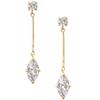 Glittering Copper Chain Drop Earrings with Shimmering Crystal Pendants Formal Evening Jewelry Present for Fashion Lover