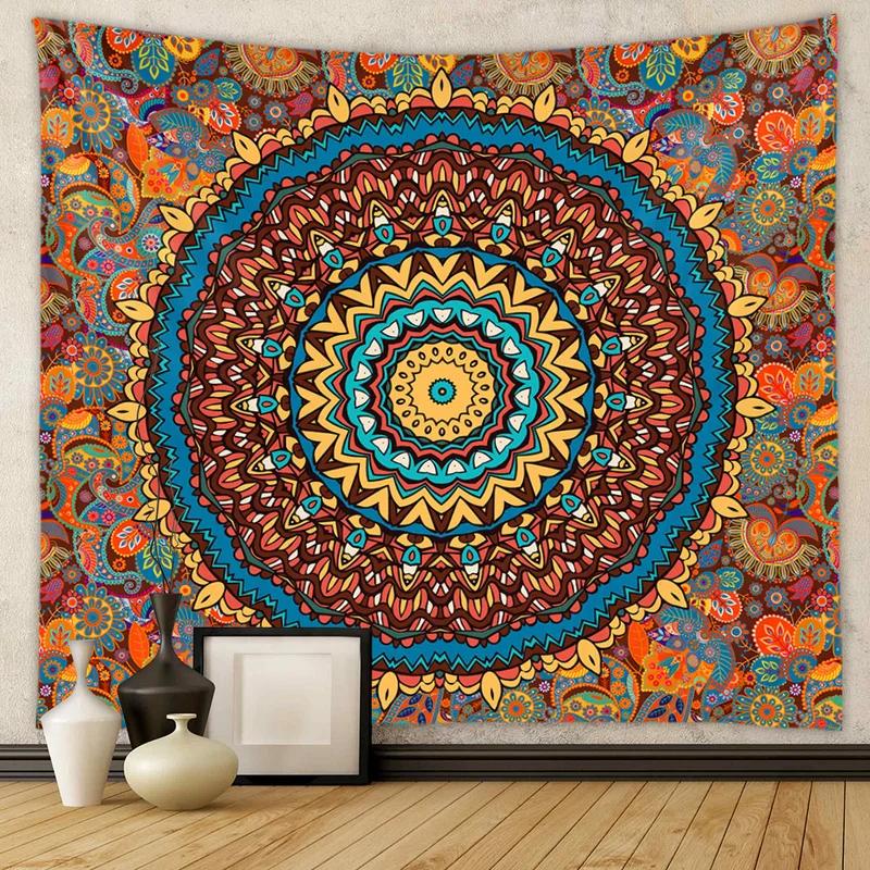 Vintage Mandala Tapestry, Ethnic Boho Floral & Paisley Pattern Wall Art Cloth for Aesthetic Room Decor 100X70CM