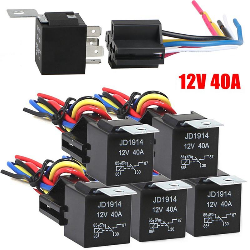12V 5Pin 40A Waterproof Car Relay With Socket Automotive Electrical Control Relay Battery Switches5