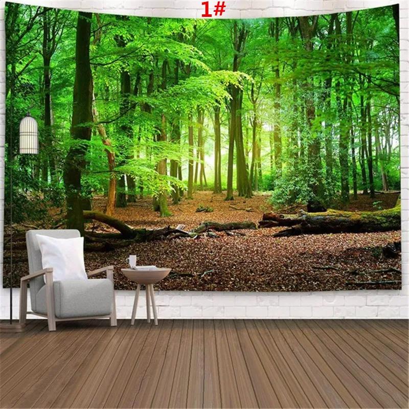 Home Decor Tapestry Beautiful Landscape Sunlight Through Forest Wall Sofa Bedroom Dorm
