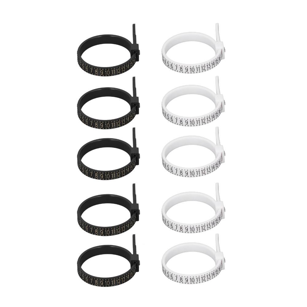 10pcs Plastic Ring Sizer Tool Clear Printing Ring Measurement Tool Finger Measuring Gauge  For Men