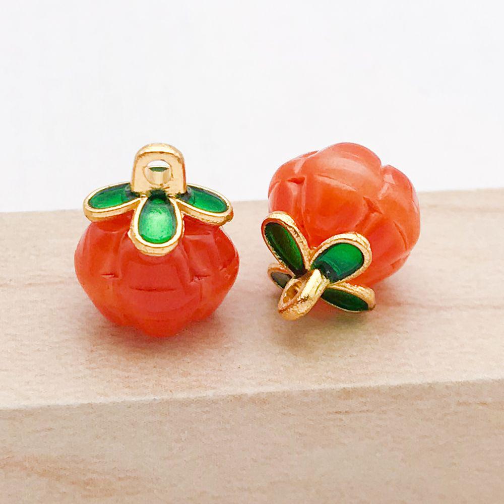 Set of 10 Colorful Glass Four-Leaf Clover Pumpkin Charms for DIY Jewelry