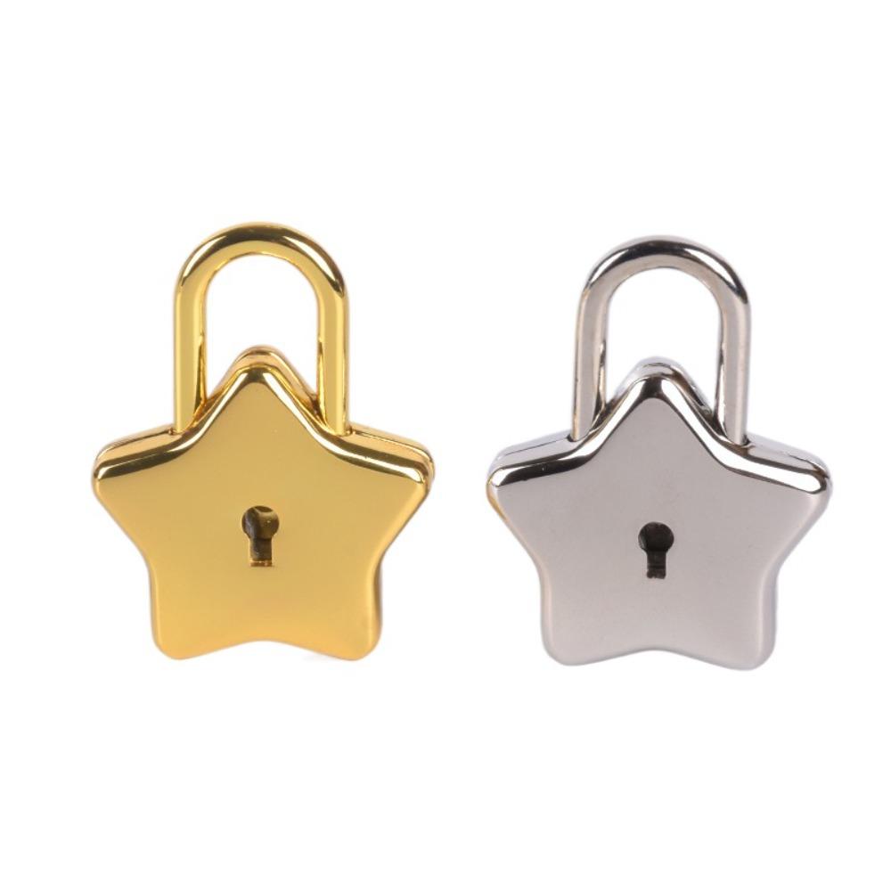 Gold Star Shape Padlock Star Key Five Pointed Star Lock Mini Notebook Padlock Handbag