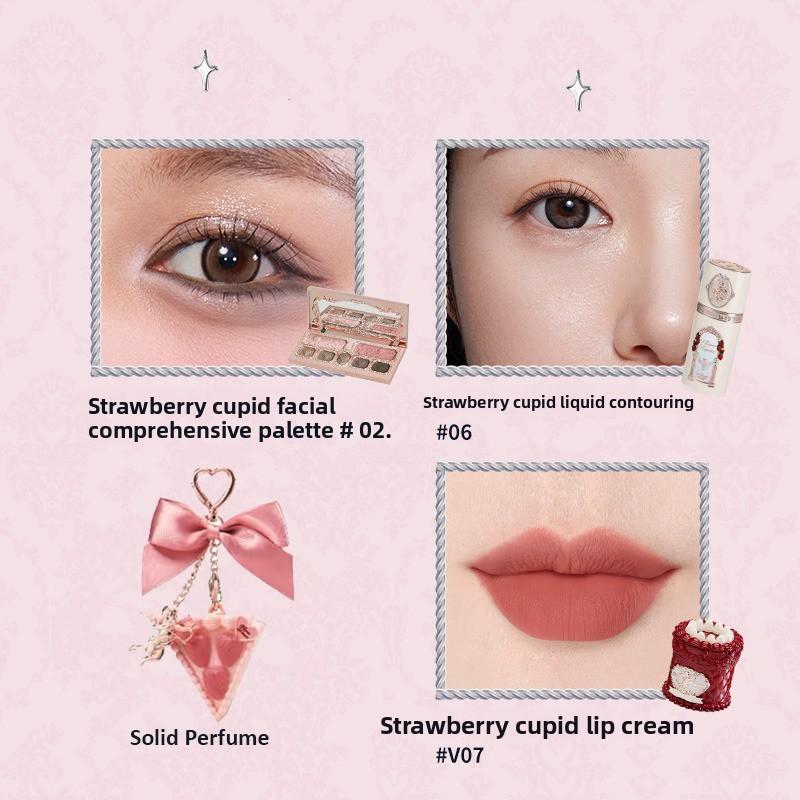 Flowerknows Free Combination Makeup 4pcs Set Lip Mud Highlighter Powder Blusher Eye Shadow Professional Makeup Gift For Girl