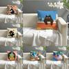 2 Cute Cat Illustrations Pillow Case Home Living Room Decoration Linen Pillowcover Pillow Cases Cushion Cover