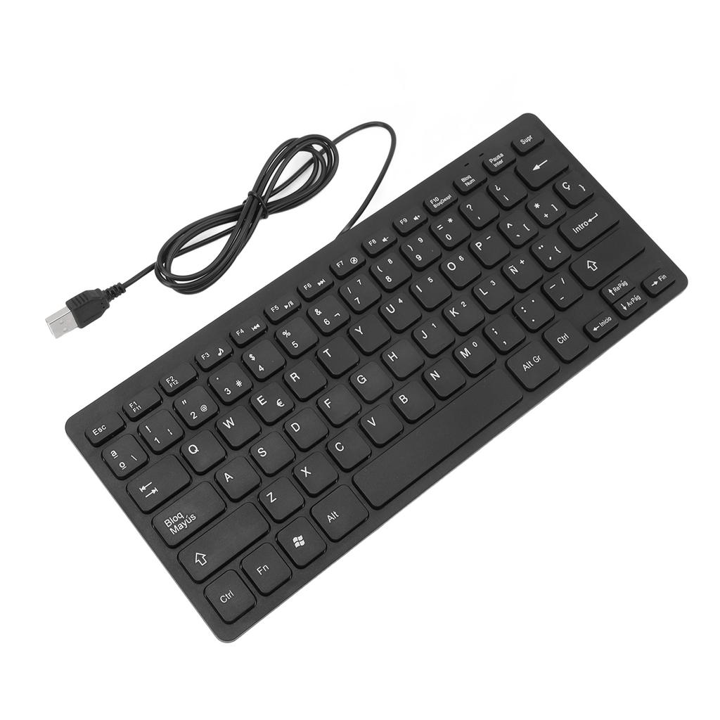 78 Keys Language Ultra Thin Keyboard Plug and Play Splash Proof USB Wired Compact Keyboard for English Bilingual Users