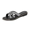 Fashion GKTINOO 2025 Summer Fashion New Sexy Casual Comfortable Slides Shoes Crystal Sandals Open Toe Flat Heel Slippers Zapatos Mujer